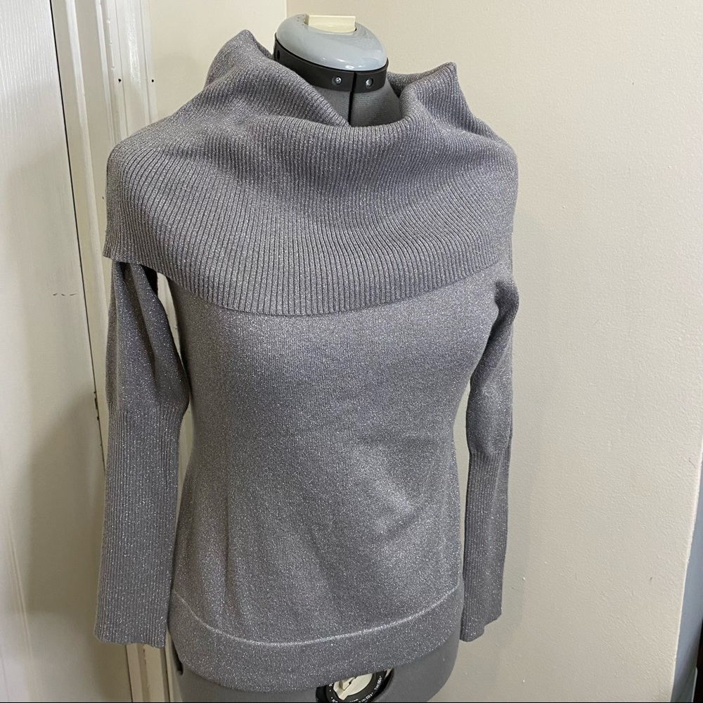 Nine West gray sparkly cowl neck long sleeve sweater S